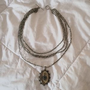 Virgins Angels and Saints Sacred Heart Sterling Silver and Crystal Necklace